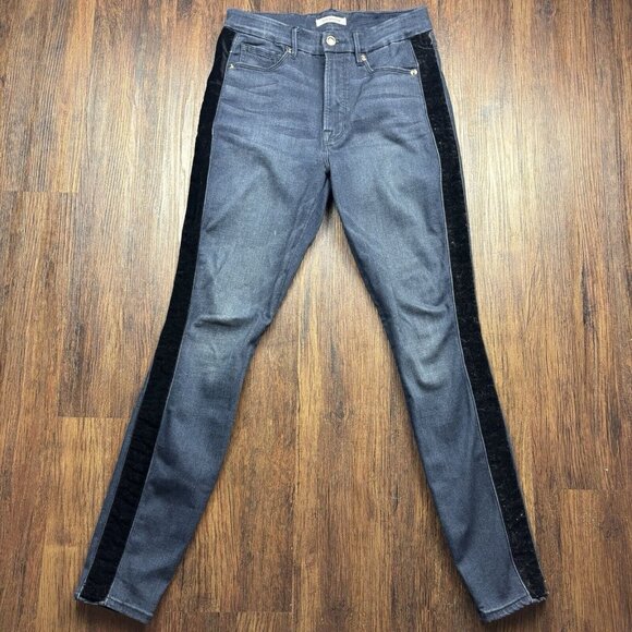 Good American Denim - Good American Good Waist Skinny Jeans Velvet Stripe Dark Wash Women’s Size 8/29